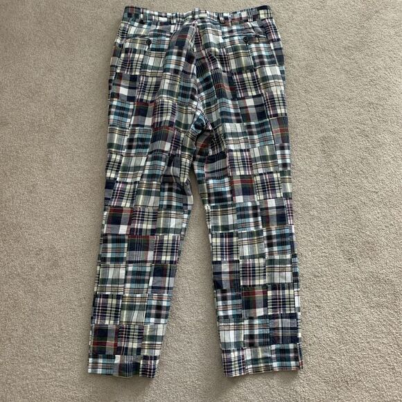 Jos A Bank Patchwork Pants Men's 38x30 (Fits 38x29) Madras Plaid Cotton Preppy - Picture 8 of 10